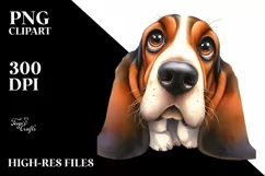 Basset Hound Big Eyes, Caricature-Like | Sublimation Clipart Product Image 1