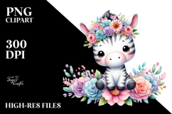 Adorned Zebra Flower Crown Clipart Product Image 2