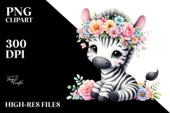 Vibrant Zebra Flower Crown Clipart Product Image 2