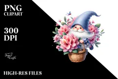 Cute Floating Gnome with Rhododendron PNG Product Image 2