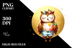 Owl in Beachwear, Transparent PNG Product Image 2