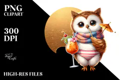 Owl in Beachwear, Transparent PNG Product Image 2