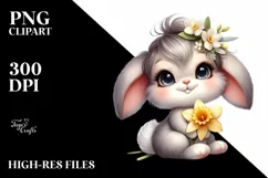 Easter Bunny Girl Egg Flower, Clipart |T-shirt, Mug PNG Product Image 8