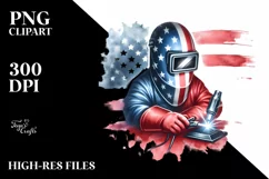 Patriotic Welder Gnome, USA Colors | Sublimation Clipart Product Image 1