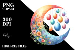Colorful Half Moon with Eggs Hanging, Transparent PNG Product Image 2