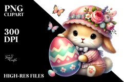 Baby Rabbit with Easter Egg, Watercolor PNG Product Image 2