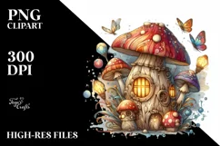 Magical Mushroom with Watercolor Splash PNG Product Image 1