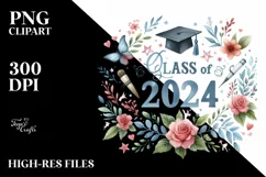 Colorful Watercolor Class of 2024 Text Clipart Product Image 3