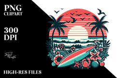Retro Tropical Beach Surf, PNG Product Image 2