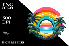 Retro Tropical Rainbow Sunset PNG Product Image 2