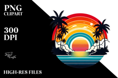 Retro Tropical Rainbow Sunset PNG Product Image 2