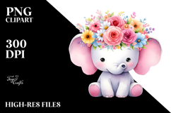 Cute Elephant Watercolor Pastel Clipart Product Image 2