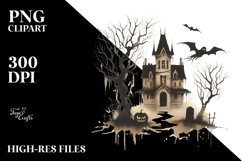 Vintage Haunted House Halloween Image, Transparent PNG Product Image 1