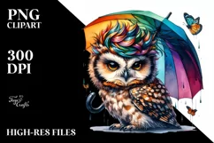 Contempt Baby Owl with Umbrella PNG Product Image 3