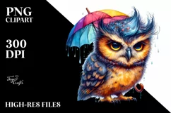 Contempt Baby Owl with Umbrella PNG Product Image 1