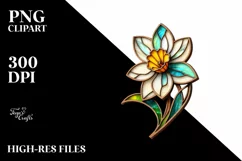 Detailed Wooden Small Stained Daffodil Clipart Product Image 1