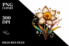 Detailed Stained Daffodil Watercolor Splash | Clipart Product Image 1