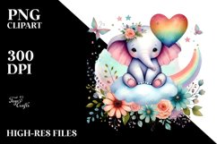 Boho Elephant Sitting on Cloud PNG Product Image 2