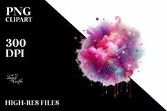 Colorful Magenta Watercolor Splash with Glitery Texture | Product Image 1