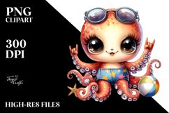 Cute Baby Octopus with Rocker Look, Transparent PNG Product Image 2