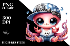 Cute Baby Octopus with Rocker Look, Transparent PNG Product Image 2