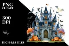 Funny Watercolor Halloween Castle | Clipart Product Image 3