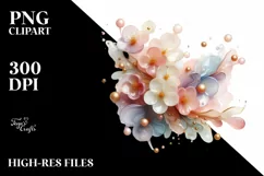Abstract Pastel Glossy Cherry Blossom with Transparent PNG Product Image 1