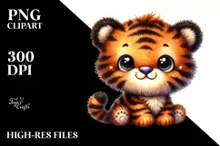 Vibrant Plush Tiger | Watercolor Clipart Product Image 1