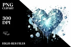 Watercolor Blue Heart with Spring Flowers PNG Product Image 2