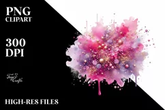 Colorful Magenta Watercolor Splash with Glitery Texture | Product Image 3