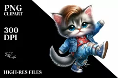 Cute Baby Cat Dancing, Cool Haircut PNG Product Image 3