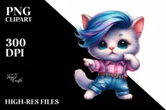 Cute Baby Cat Dancing, Cool Haircut PNG Product Image 3