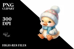 Pastel Duck Sitting on Snowflake, Transparent PNG Product Image 1