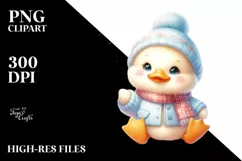 Pastel Duck Sitting on Snowflake, Transparent PNG Product Image 1