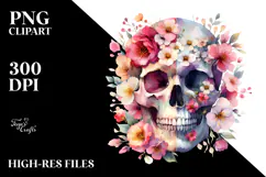 Skull Made of Spring Flowers, PNG Product Image 2