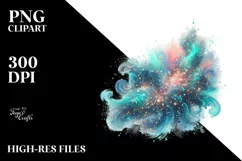 Colorful Cyan Watercolor Splash with Glitery Texture | Product Image 1