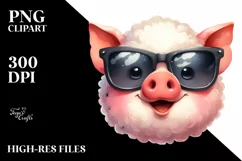 Funny Pig with Sunglasses Clipart PNG Product Image 1