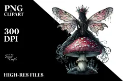 Watercollor Gothic Fairy on a Mushroom, 20 oz Tumbler Product Image 2
