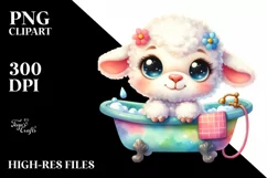 Colorful Smiling Baby Lamb in Bathtub Product Image 1