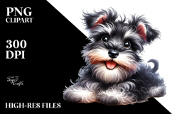 Watercolor Baby Miniature Schnauzer PNG Product Image 2