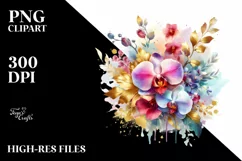Colorful Abstract Bouquet with Orchid | Clipart Product Image 3