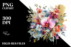 Colorful Abstract Bouquet with Orchid | Clipart Product Image 1