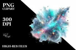 Colorful Cyan Watercolor Splash | Summer Clipart Product Image 1