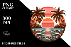 Retro Tropical Island Sunset, PNG Product Image 2