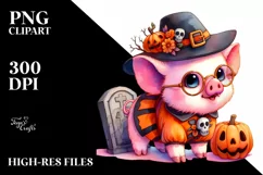 Colorful Baby Pig Halloween Clipart Product Image 3