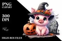 Vibrant Baby Pig Halloween Clipart Product Image 1