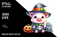 Cute Baby Pig Halloween Sublimation Clipart Product Image 3