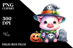 Cute Baby Pig Halloween Sublimation Clipart Product Image 2