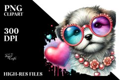 Detailed Puppy with Hearts PNG Product Image 2