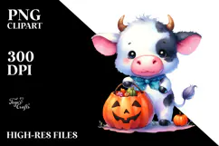 Cute Halloween Baby Cow Clipart Product Image 2
